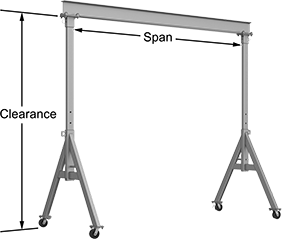 Image of Product. Aluminum. Front orientation. Contains Annotated. Aluminum. Adjustable Gantry Cranes .