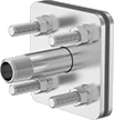 Image of Product. Male. Front orientation. Pipe and Fittings. Low-Pressure Stainless Steel Threaded Pipe Fittings, Through-Wall Bolt-On Straight Adapters for Tanks with Gasket, Threaded Fitting Connection, Male, For Flat Tank Surfaces.