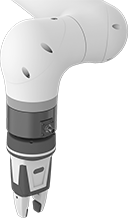 Image of System. Gripper Shown with Gripper Fingers and Robot Arm (Not Included). Front orientation. Pick-and-Place Grippers.