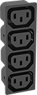 Image of Product. Snap In—Quad. Front orientation. Power Connectors. IEC Connectors, Female Receptacles, Snap In, Quad—Unshielded.