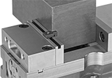 Image of ProductInUse. Front orientation. Vise Stops. Slot-Mount Machine Vise Stops, For 2" to 6" Wide Jaw.