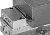 Image of ProductInUse. Front orientation. Vise Stops. Slot-Mount Machine Vise Stops, For 4" to 6" Wide Jaw.