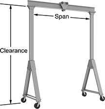 Image of Product. Front orientation. Contains Annotated. Cranes. Easy-Store Adjustable Gantry Cranes .