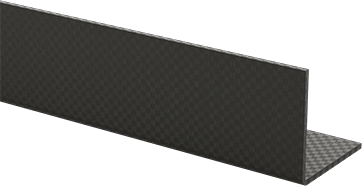 Image of Product. Front orientation. High-Strength Carbon Fiber 90 Degree Angle, Square Inside Corner, 1-1/2" x 1-1/2" Outside, 36" Long.