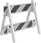 Image of System. Front orientation. Barricades. Rail Barricades.