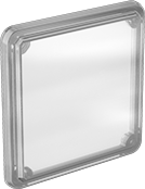 Image of Product. Front orientation. Electrical Enclosure Inspection Windows. Polycarbonate Frame.