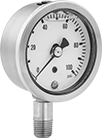 Image of Product. Front orientation. Pressure Gauges. Vibration- and Corrosion-Resistant Pressure Gauges, Single Scale, Bottom Connection.