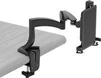 Image of ProductInUse. Shown Installed. Front orientation. Positioning Arms. Tablet Positioning Arms , Clamp-On Bench Mount.
