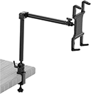 Image of ProductInUse. Shown Installed. Front orientation. Tablet, Laptop, and Mobile Device Mounts. Tablet Mounts, Clamp-On Bench Mount.