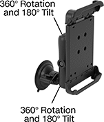 Image of Product. Front orientation. Contains Annotated. Positioning Arms. Tablet Positioning Arms , Suction Mount.