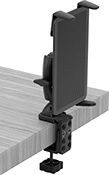 Image of ProductInUse. Shown Installed. Front orientation. Tablet Mounts. Tablet Mounts, Clamp-On Bench Mount.