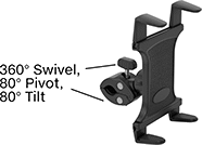 Image of Product. Front orientation. Contains Annotated. Tablet Mounts. Tablet Mounts, Clamp-On Pipe Mount.