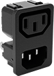 Image of Product. Snap In—Duplex. Front orientation. Power Connectors. IEC Connectors, Combination Receptacles, Snap In, Duplex—Unshielded.