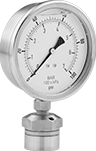 Image of Product. Front orientation. Pressure Gauges. Vibration-Resistant Pressure Gauges for Chemicals.