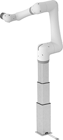 Image of ProductInUse. Shown with Robot Arm (Not Included). Back orientation. Robot Pedestals. Telescoping Robot Pedestals.