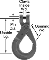 Image of Product. Front orientation. Hooks. For Lifting, Load-Locking Latch, Clevis.