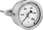 Image of Product. Front orientation. Pressure Gauges. Maximum-Indicating Vibration-Resistant Pressure Gauges, Single Scale, Center-Back Connection (Panel Mount).