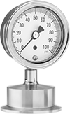 Image of Product. Front orientation. Pressure Gauges. Food and Beverage Pressure Gauges.