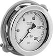 Image of Product. Front orientation. Pressure Gauges. High-Accuracy Corrosion-Resistant Pressure Gauges, Single Scale, Center-Back Connection (Panel Mount).