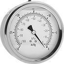 Image of Product. Front orientation. Vacuum Gauges. Vibration- and Corrosion-Resistant Vacuum Gauges, Dual Scale, Lower-Back Connection.