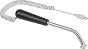 Image of Product. 60° Probe. Front orientation. Thermocouples. Handheld Thermocouple Probes for Surfaces , Probes with Cable, Flat-Pin Mini Thermocouple Connector, 60° Probe Angle.