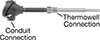 Threaded Thermocouple Probes with Thermowell for Liquids and Gases 