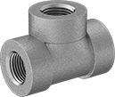 Image of Product. Female. Front orientation. Pipe and Fittings. High-Pressure Aluminum Threaded Pipe Fittings, Tee Connectors, Threaded Fitting Connection, Female.