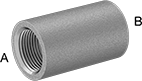 Image of Product. Female x Female. Front orientation. Contains Annotated. Pipe and Fittings. High-Pressure Aluminum Threaded Pipe Fittings, Straight Reducers, Female, Threaded Fitting Connection.