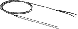 Image of Product. Front orientation. Thermocouple Probe for Liquids and Gases, Noninsulated, Type T, 6" Long x 1/4" Diameter.