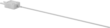 Image of Product. Front orientation. Thermocouple Probe for Liquids and Gases, Type K, Flat-Pin Mini, 6" Long x 1/16" Diameter Probe.