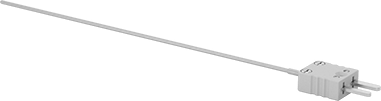 Image of Product. Back orientation. Thermocouple Probe for Liquids and Gases, Type K, Flat-Pin Mini, 6" Long x 1/16" Diameter Probe.