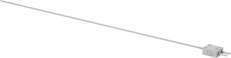 Image of Product. Back orientation. Thermocouple Probe for Liquids and Gases, Type K, Flat-Pin Mini, 12" Long x 1/16" Diameter Probe.