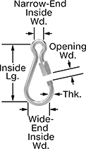 Image of Product. Front orientation. Contains Annotated. Quick Links. Pear-Shaped Quick Links, Eyelet End.