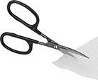 Image of ProductInUse. Large Straight Handle. Front orientation. Scissors. Scissors for Rubber and Thick Fabric, Right Handed, Straight Handle.