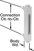 Image of Product. Front orientation. Contains Annotated. Liquid-Level Gauges. Chemical-Level Indicators, Through-Wall Mount.