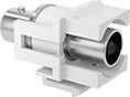 Image of Product. Front orientation. Coaxial Connectors. Coaxial Adapters for Keystone Wall Plates, BNC Female × BNC Female.