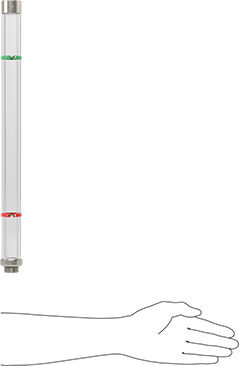 Image of Product. Side1 orientation. Contains SizingReference. Easy-View Oil-Level Indicator, 3/4 NPT Male Thread, 18-13/16" Overall Height.
