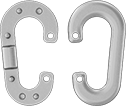 Image of Product. Front orientation. Exploded view. Chain Connecting Links. Pear-Shaped Riveted Hammer-Close Chain Connecting Links—Not for Lifting.