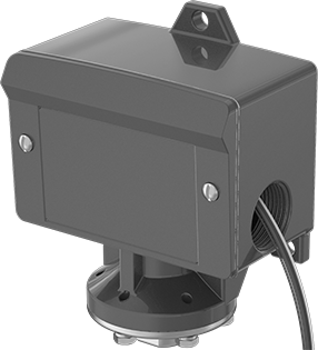 Image of Product. Front orientation. Pressure Switch, Cover and Wire Leads, 1/4 NPT Female, 15-100 PSI Setpoint.