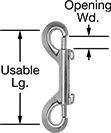 Image of Product. Front orientation. Contains Annotated. Snap Hooks. Dual Slide-Bolt-Latch Snap Hooks.