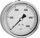 Image of Product. Front orientation. Pressure Gauges. Vibration- and Corrosion-Resistant Pressure Gauges, Single Scale, Lower-Back Connection.
