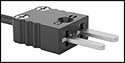Image of Specification. Flat-Pin Mini Connector. Front orientation. ZoomedIn view. Contains Border. Flat-Pin Mini Thermocouple Connector. Thermocouple Probes with Armored Cable for Liquids and Gases , Probes with Cable.
