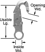 Image of Product. Front orientation. Snap Hooks. Trigger-Locking-Latch Snap Hooks with Eye.