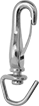 Image of Product. Front orientation. Snap Hooks. Light Duty Snap Hooks with Swivel Hook Attachment, Nickel-Plated Zinc.