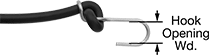 Image of Product. Style B. Front orientation. Contains Annotated. Bungee Cord Hooks. Bungee Cord Hooks, J-Hook, Style B.