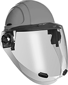 Image of ProductInUse. Face Shield with Chin Guard. Front orientation. Face Shields. Arc-Flash-Protection Face Shields, Flip-Up Lens, Bronze Lens.