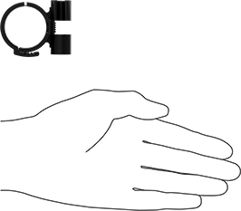 Image of Product. Side1 orientation. Contains SizingReference. Quick-Mount Plastic Clamping Hanger, 1-1/4" ID.