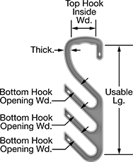 Image of Attribute. Side2 orientation. Contains Annotated. S-Hooks. Routing S-Hooks, Flat Hook, Rounded Hook, 3 Bottom Hooks.