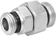 Image of Product. Male x Universal. Front orientation. Pipe and Fittings. Universal-Thread Medium-Pressure Brass and Bronze Threaded Pipe Fittings, Intermittent-Swivel Straight Reducers, Threaded Fitting Connection, Male, Hex Body.