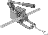 Image of ProductInUse. Front orientation. Wire Rope Cutters. Hydraulic-Assist Lever-Operated Large-Diameter Wire Rope Cutters.